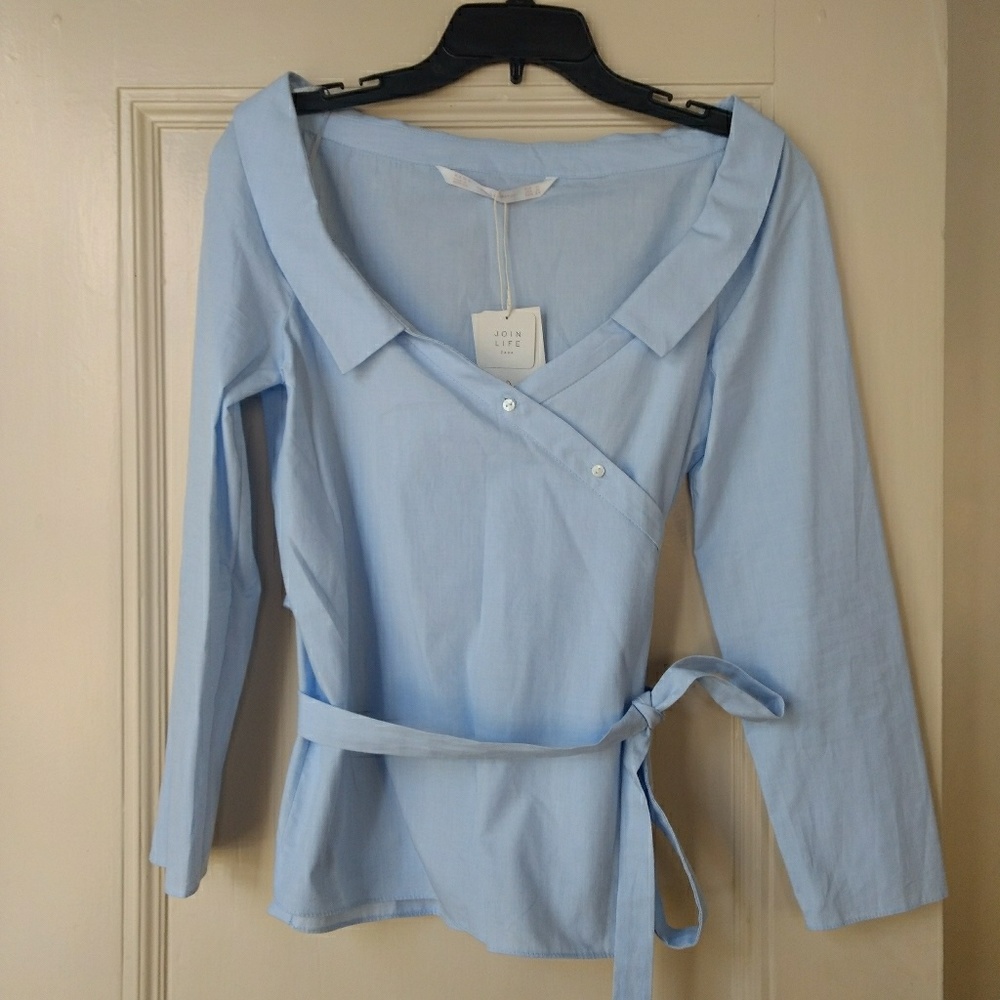 NWT Zara off shoulder wrap shirt size M US 6